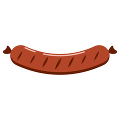 Vector illustration flat design sausage icon isolated on white background Grilled sausage for web, party invitation.