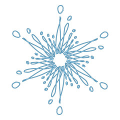 Snowflake sketch icon isolated on white background. Hand drawn mandala. Swirl blue icon for infographic, website, design or app