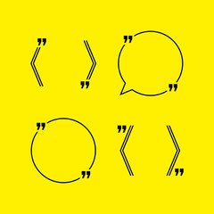 Quotation blank template in quotes isolated on Yellow. Creative banner illustration with blank quotation frame with quotes Minimalistic modern empty template typography design for wisdom or motivation