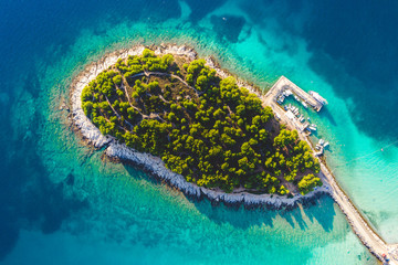 island with bridge from above