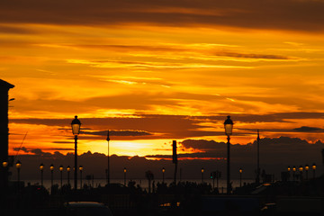 Evenening sunset with street lamps - Italy