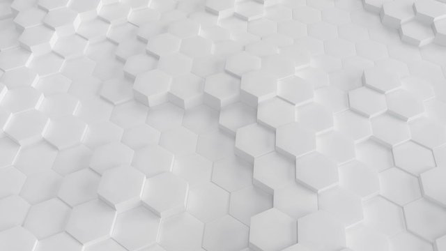 abstract background with hexagons random moving. seamless loop  3d rendering