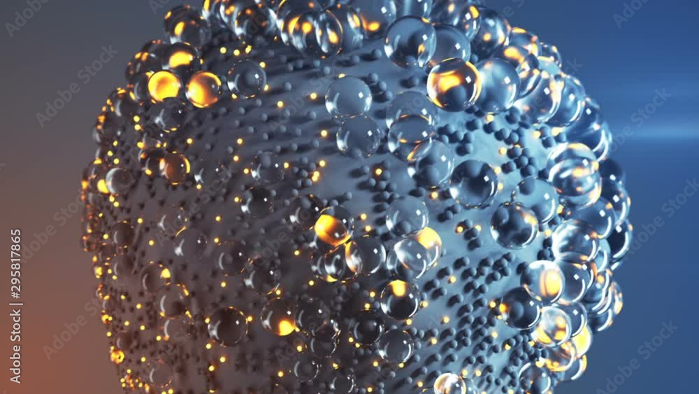 Aufkleber group of spheres levitate. science fiction illustration. seamless loop 3d render animation with dept