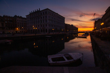 Canal grande in Trieste during sunset