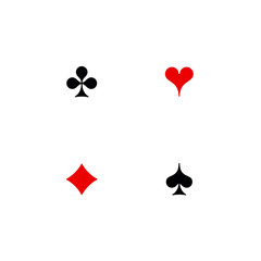 Set shape diamonds, clovers, hearts, spades 4 Playing card suits icons template black and red color editable. Playing card suit symbol pictogram for web design mobile app, isolated on white background