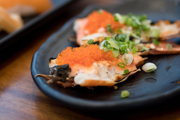 Sushi Shrimp burn the fire (River Prawn) and  with Tobiko egg is orange