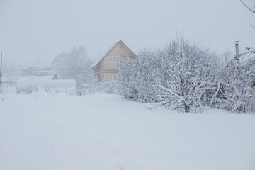 winter home. snow blizzard. beautiful view in the snow