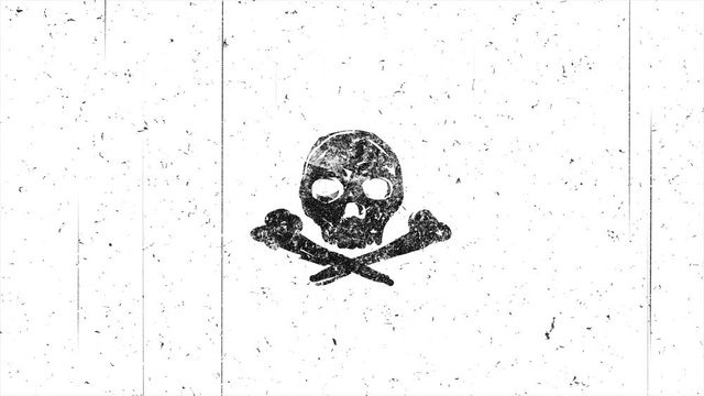 Skull shape with noise. Hand-drawn style animation seamless loop