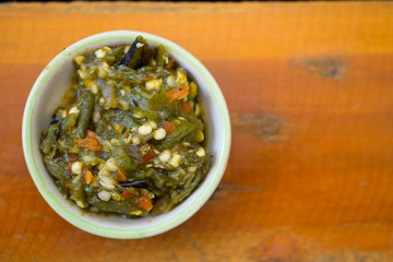 Close up of Northern Thai green chilli dip
