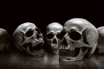 Human skull on the floor