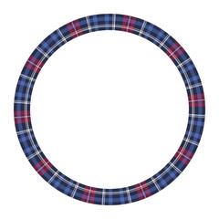 Naklejka premium Round frame vector vintage pattern design template. Circle border designs plaid fabric texture. Scottish tartan background for collage art, gif card, handmade crafts.