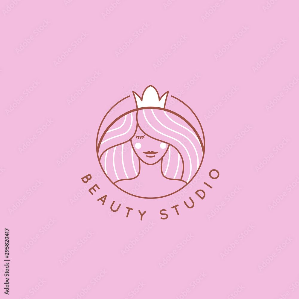 Poster vector abstract logo design template in trendy linear minimal style, emblem for beauty studio and co