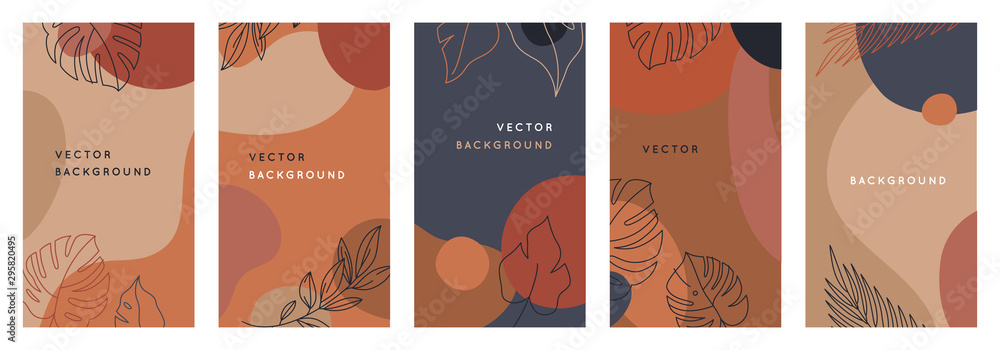 Aufkleber Vector set of abstract creative backgrounds in minimal trendy style with copy space for text - design templates for social media stories - simple, stylish and minimal wallpaper designs