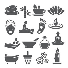 Spa icons set on white background