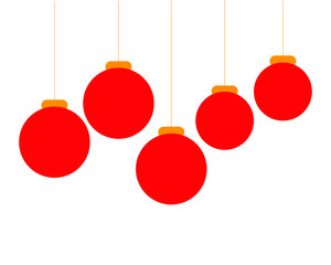 red christmas ball hanging on white background for decoration