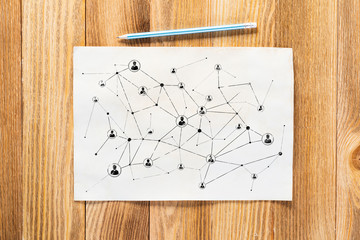 Social network pencil hand drawn