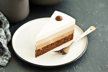 Chocolate cake. selective focus.