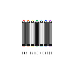 Colour pencils. Line icon for day care center, preschool, office supplies, stationery, kindergarten, playschool.