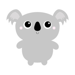 Obraz na płótnie Canvas Koala bear toy icon. Cute cartoon character. Kawaii animal face head. Funny baby with eyes, nose, ears. Kids print. Love Greeting card. Flat design. White background. Isolated.