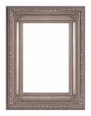 Silver frame for paintings, mirrors or photo isolated on white background