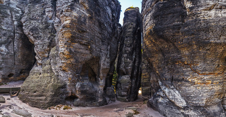 Rocks in Sandstone Mountains The Tisa Rocks, Tisa Walls (Tiske steny, Tyssaer Wände), Czech republic