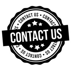 Contact us Black Round Stamp. Eps10 Vector Badge.