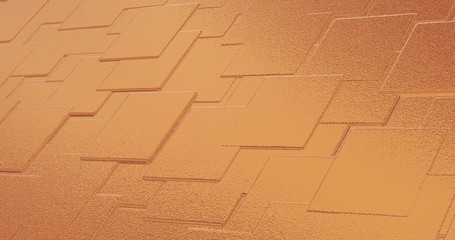 Abstract geometric rose golden backgroundfoil tiles texture seamless loop background 3D rendering