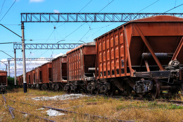 Fototapeta na wymiar Old freight cars. Railways freight trains.