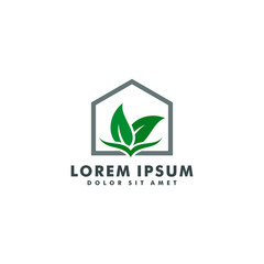 Abstract green leaf logo icon vector design. Landscape sign and symbol illustration