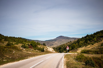 Mountain road in Bosnia and Herzegovina near the Banja Luka