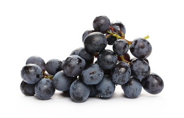 Fresh dark, black grapes isolated on white background