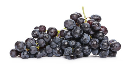 Fresh dark, black grapes isolated on white background