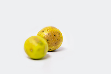 closeup of ugly lemon on white background