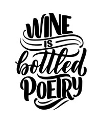 Wine lettering composition in modern style. Alcohol beverage bar drink concept. Vintage typography for print or poster. Vector