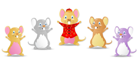 Fototapeta premium 2020 Chinese new year.Year of the rat.Gold rat and Chinese words art design on red background for greetings card, flyers, invitation .Chinese Translation :Happy Chinese new year,Rat