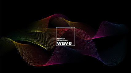 Abstract spectrum wave shape on black background. Minimal futuristic design backdrop.