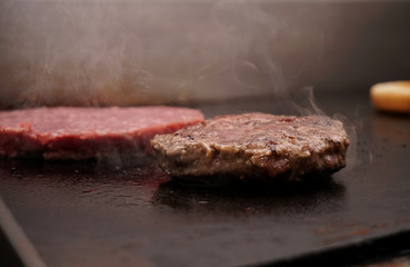 the process of making fried burger steaks
