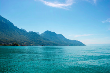 View of Leman's Lake in Switzerland