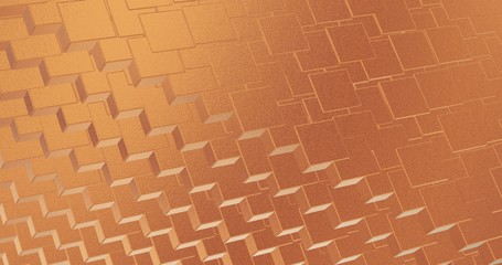 Abstract geometric rose golden backgroundfoil tiles texture seamless loop background 3D rendering