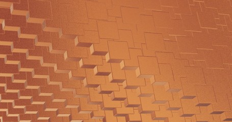 Abstract geometric rose golden backgroundfoil tiles texture seamless loop background 3D rendering