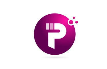letter P logo alphabet sphere for company logo icon design in pink and white