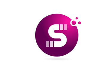 letter S logo alphabet sphere for company logo icon design in pink and white