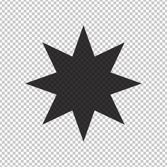 Black simple flat style light star flares  isolated on transparent background. Vector illustration
