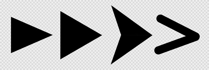Set of black vector arrows on a transparent background. Arrow icon. Arrow vector icon. Arrow. Arrows vector collection