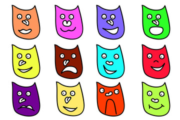 Multicoloured emotion masks. Vector illustration