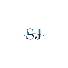 Initial letter SJ, overlapping movement swoosh horizon logo company design inspiration in blue and gray color vector