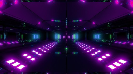 futuristic scifi tunnel corridor 3d illustration wallpaper background