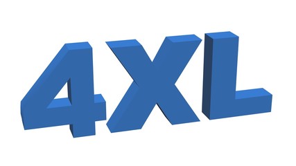 label size collection - 4XL sign blue - isolated on white background - 3D illustration