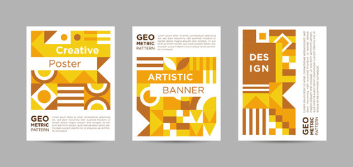 Yellow Abstract Triptych Poster Design
