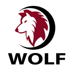 wolf and circle vector logo design